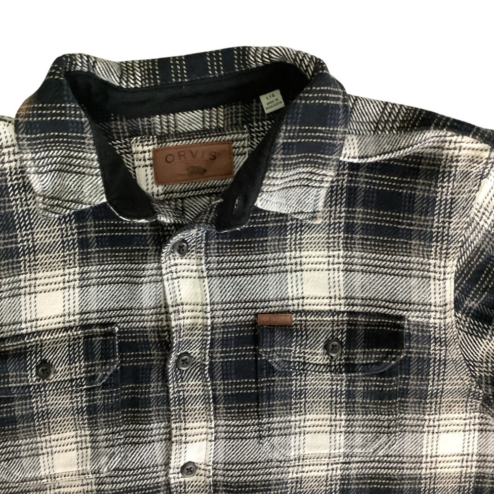 Orvis Men's Flannel Shirt Jacket Shacket Large Plaid Brown Cream Size Large - Picture 6 of 10
